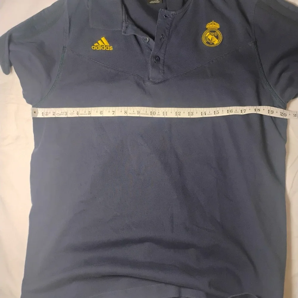 Adidas Real Madrid 3S Polo Shirt Men's Large Blue Short Sleeve Soccer Futbol‎
